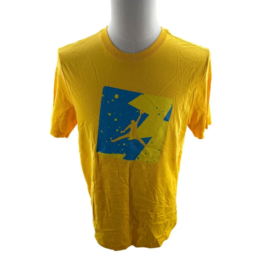 Jordan‎ Mens Jumpman Poolside Tee Shirt Yellow Blue Medium NEW